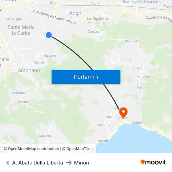 S. A. Abate Della Liberta to Minori map