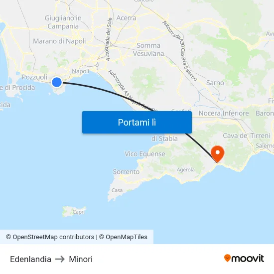 Edenlandia to Minori map