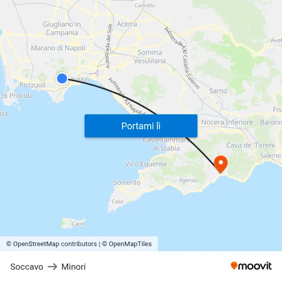 Soccavo to Minori map