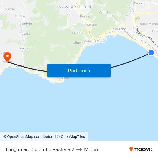 Lungomare Colombo Pastena 2 to Minori map