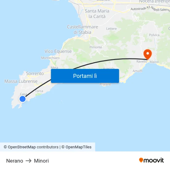 Nerano to Minori map