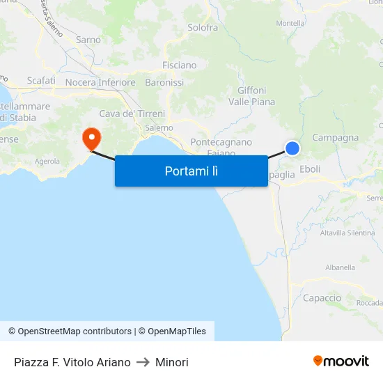 Piazza F. Vitolo Ariano to Minori map
