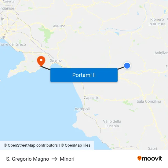 S. Gregorio Magno to Minori map