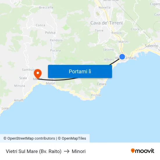 Vietri Sul Mare (Bv. Raito) to Minori map