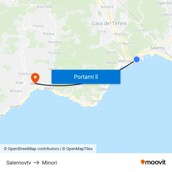 Salernovtv to Minori map