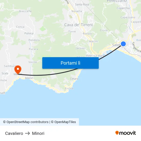 Cavaliero to Minori map
