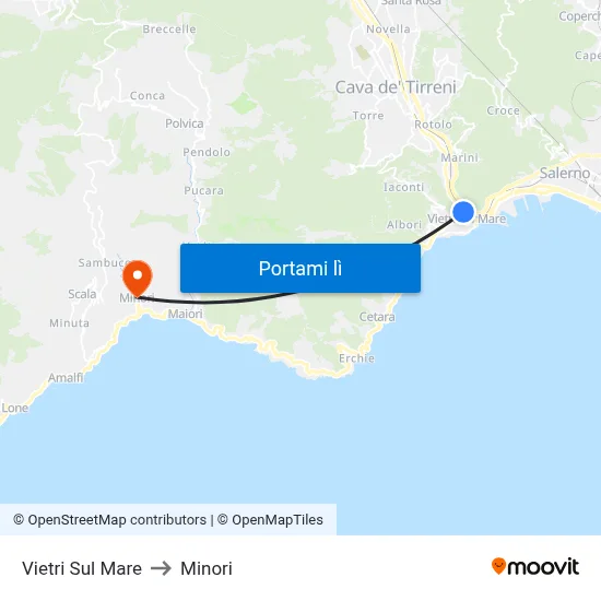 Vietri Sul Mare to Minori map