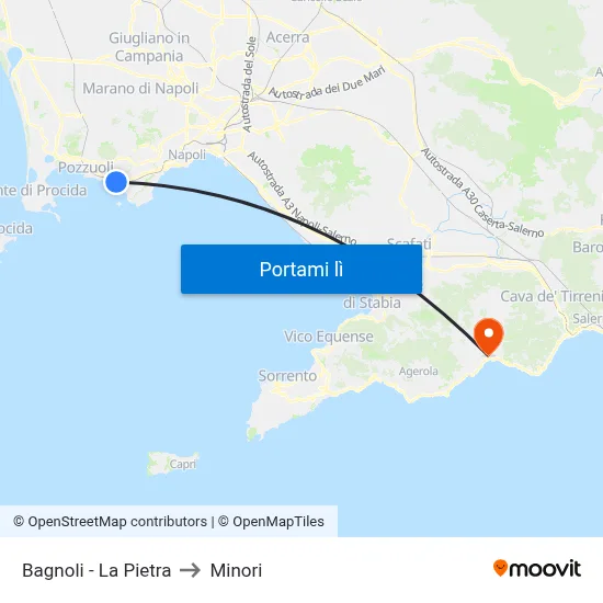 Bagnoli - La Pietra to Minori map