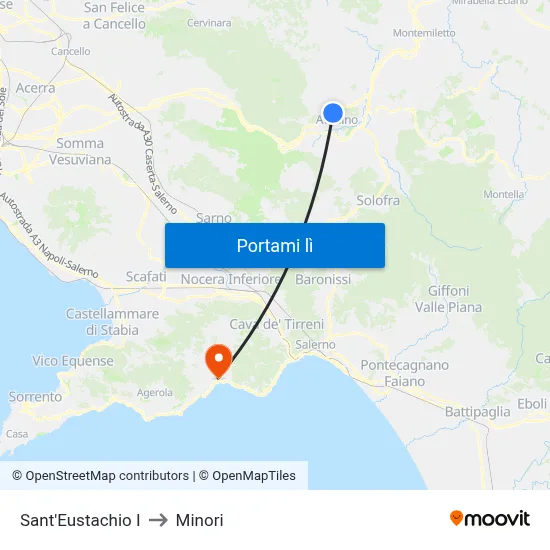 Sant'Eustachio I to Minori map