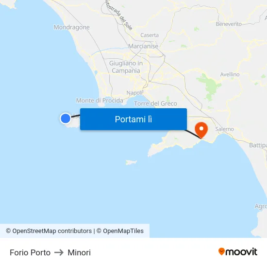 Forio Porto to Minori map