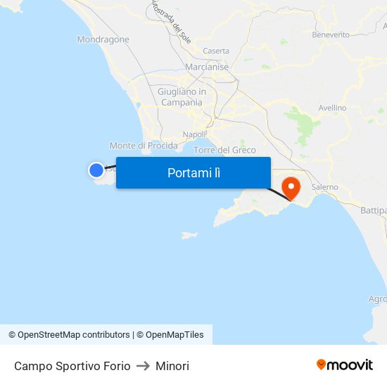 Campo Sportivo Forio to Minori map