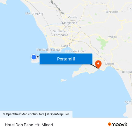Hotel Don Pepe to Minori map