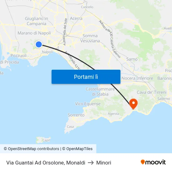 Via Guantai Ad Orsolone, Monaldi to Minori map