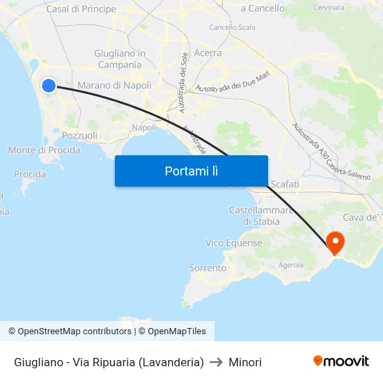 Giugliano - Via Ripuaria (Lavanderia) to Minori map