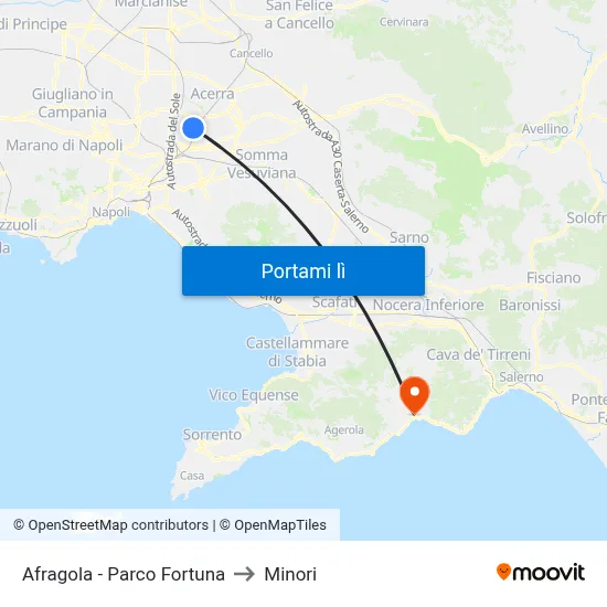 Afragola - Parco Fortuna to Minori map