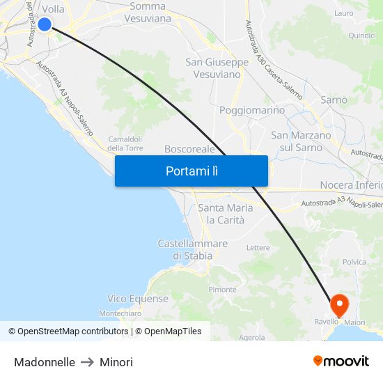 Madonnelle to Minori map