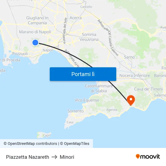 Piazzetta Nazareth to Minori map