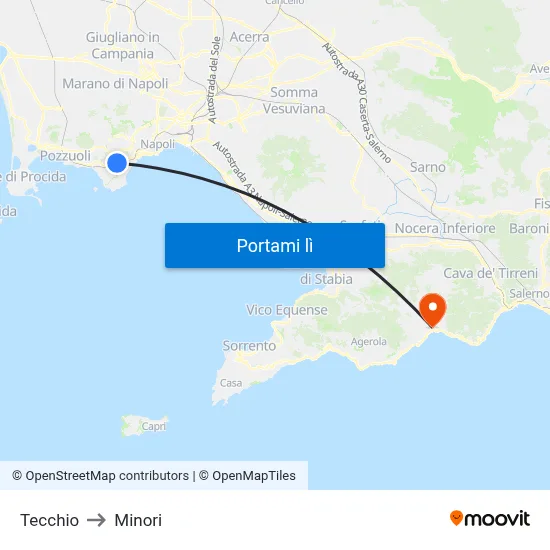 Tecchio to Minori map