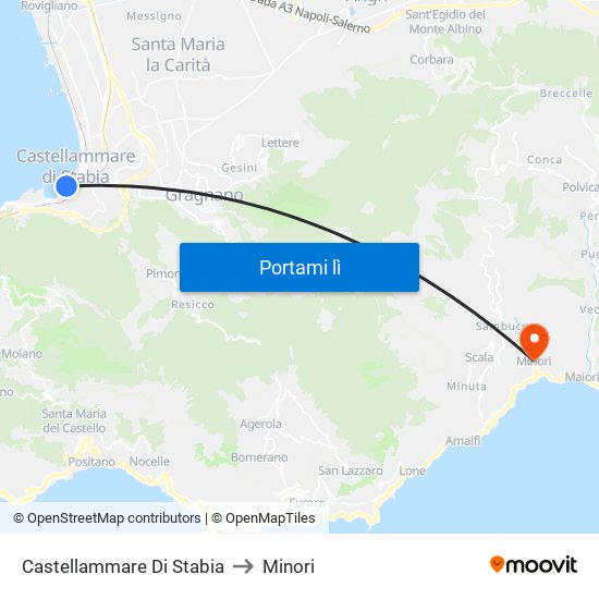 Castellammare Di Stabia to Minori map