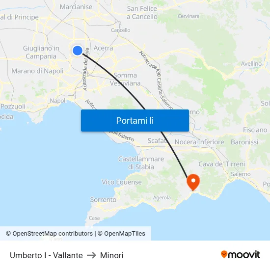 Umberto I - Vallante to Minori map