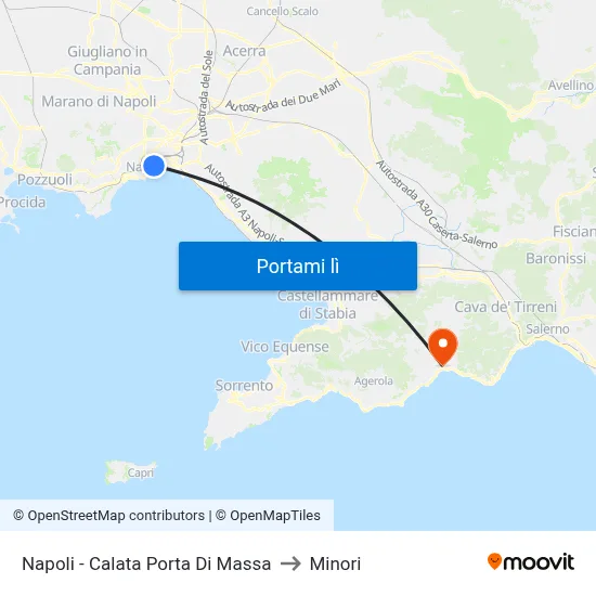 Napoli - Calata Porta Di Massa to Minori map