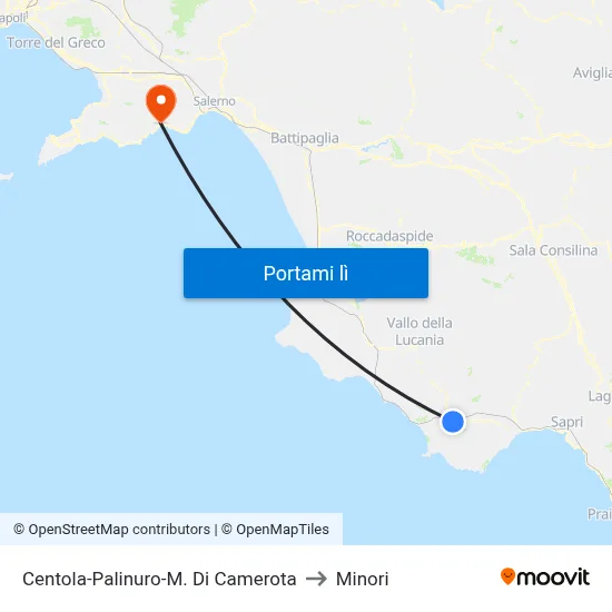 Centola-Palinuro-M. Di Camerota to Minori map