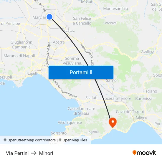 Via Pertini to Minori map
