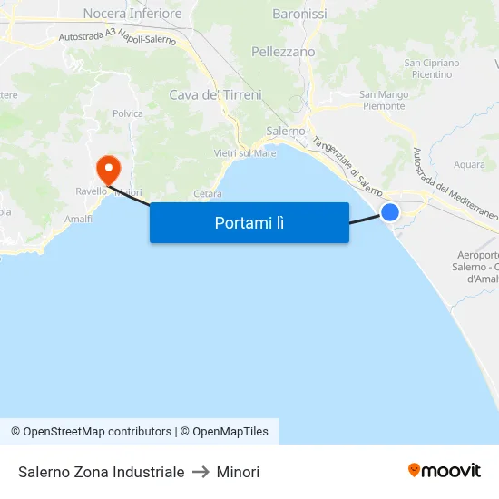 Salerno Zona Industriale to Minori map