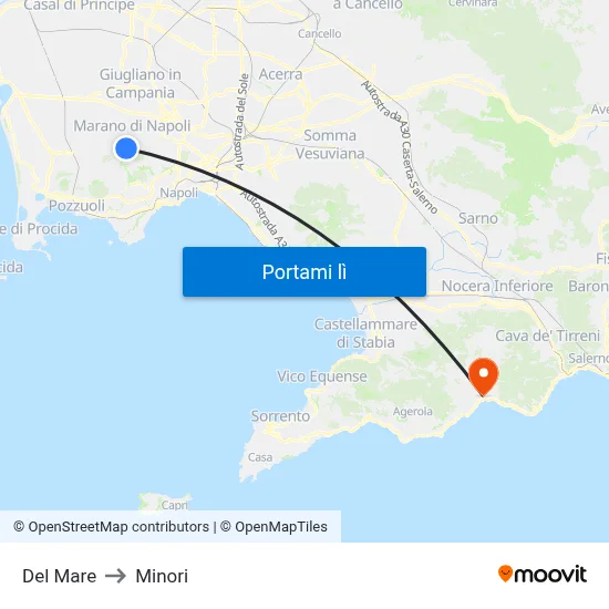 Del Mare to Minori map