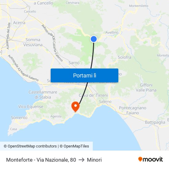 Monteforte - Via Nazionale, 80 to Minori map