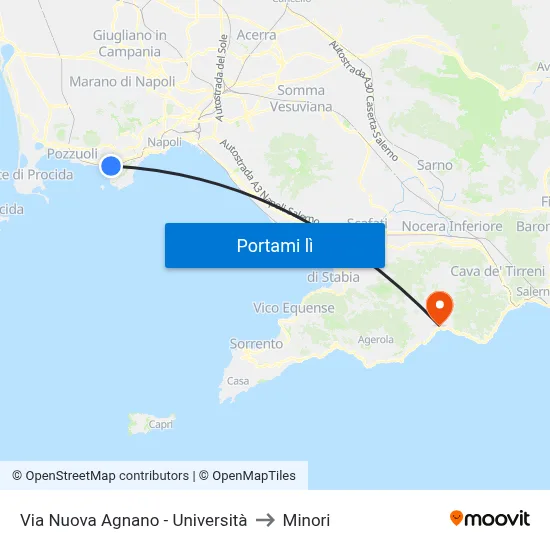 Via Nuova Agnano - Università to Minori map