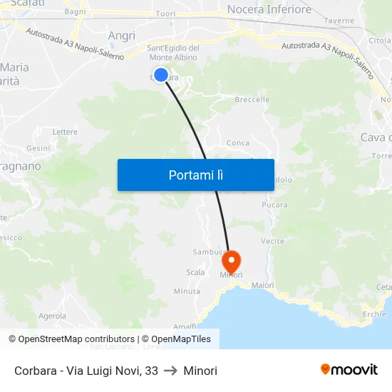 Corbara - Via Luigi Novi, 33 to Minori map