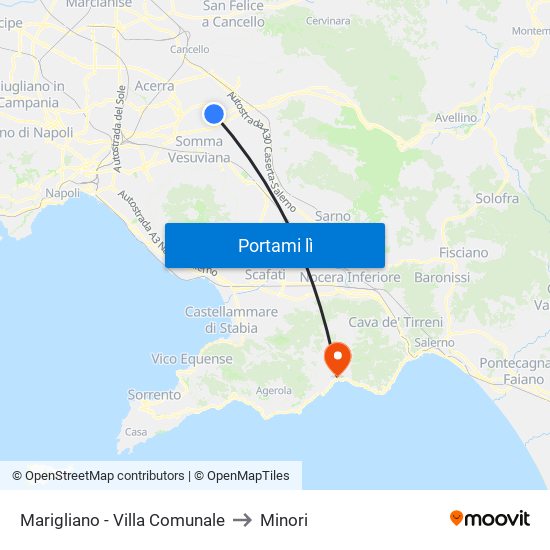 Marigliano - Villa Comunale to Minori map