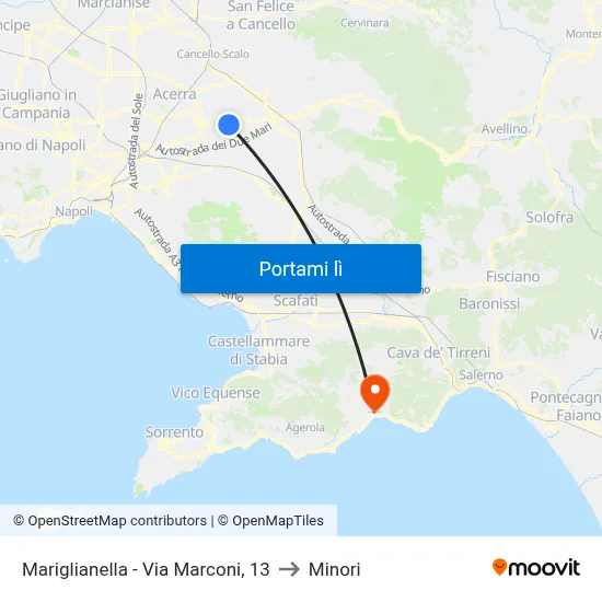 Mariglianella - Via Marconi, 13 to Minori map
