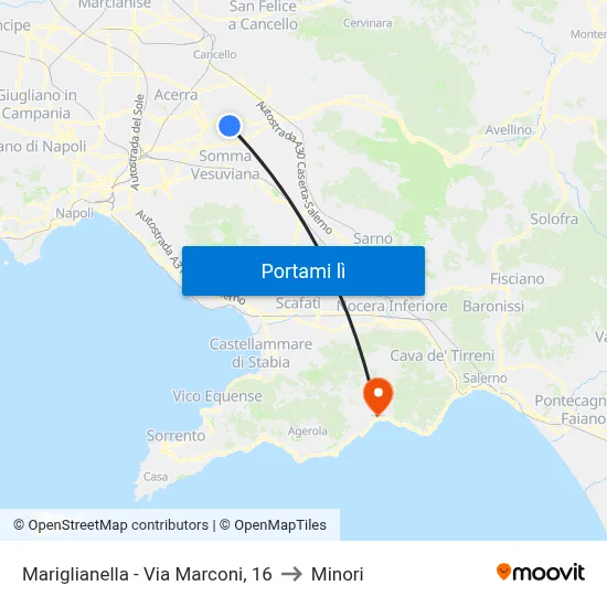 Mariglianella - Via Marconi, 16 to Minori map