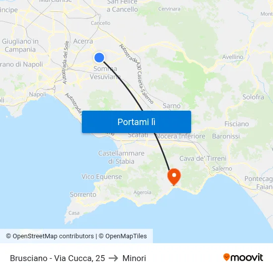 Brusciano - Via Cucca, 25 to Minori map