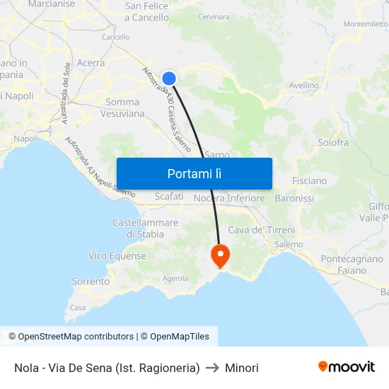 Nola - Via De Sena (Ist. Ragioneria) to Minori map