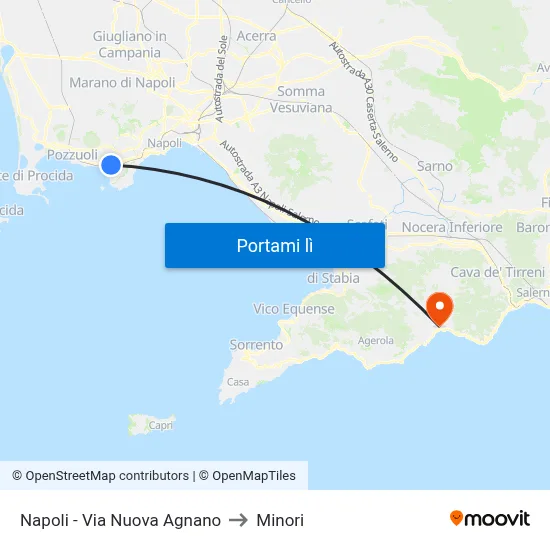 Napoli - Via Nuova Agnano to Minori map