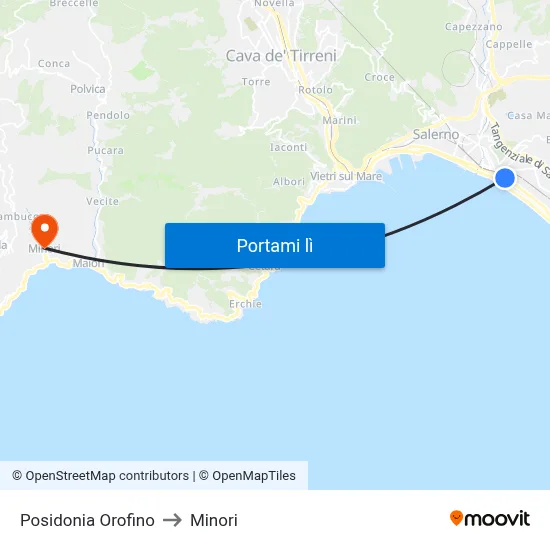 Posidonia Orofino to Minori map