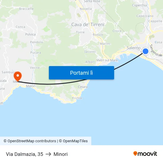 Via Dalmazia, 35 to Minori map