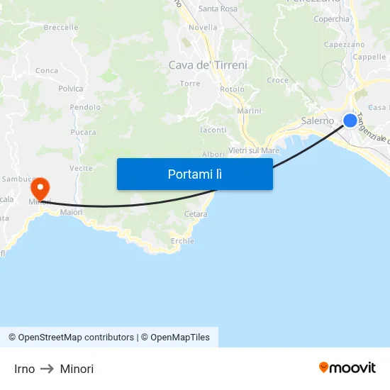 Irno to Minori map