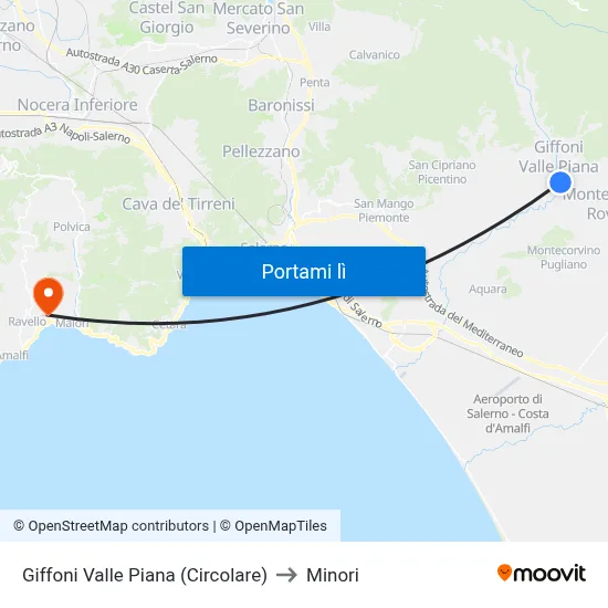 Giffoni Valle Piana (Circolare) to Minori map
