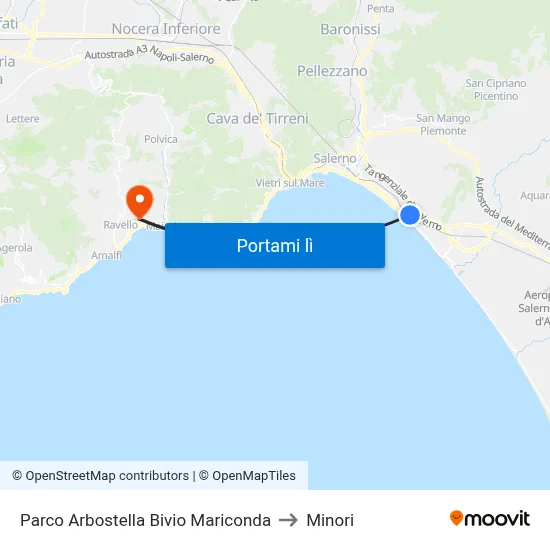 Parco Arbostella Bivio Mariconda to Minori map