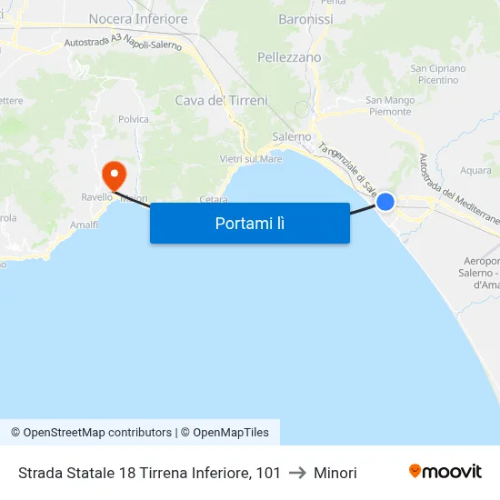 Strada Statale 18 Tirrena Inferiore, 101 to Minori map
