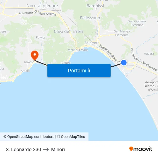 S. Leonardo 230 to Minori map
