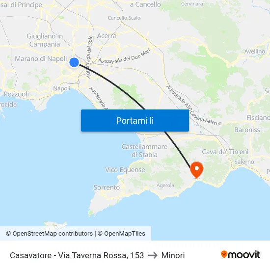 Casavatore - Via Taverna Rossa, 153 to Minori map