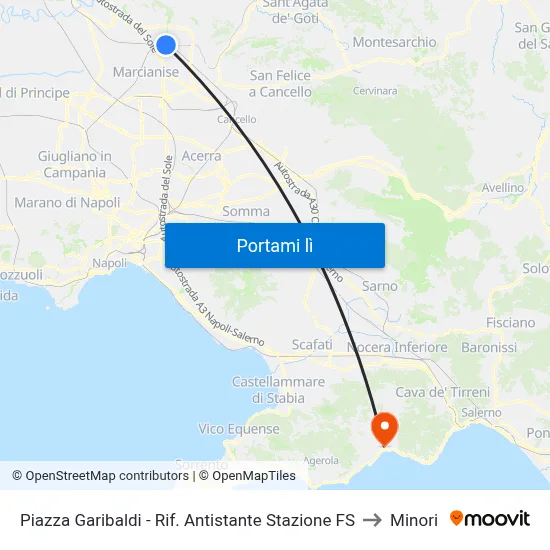 Piazza Garibaldi - Rif. Antistante Stazione FS to Minori map