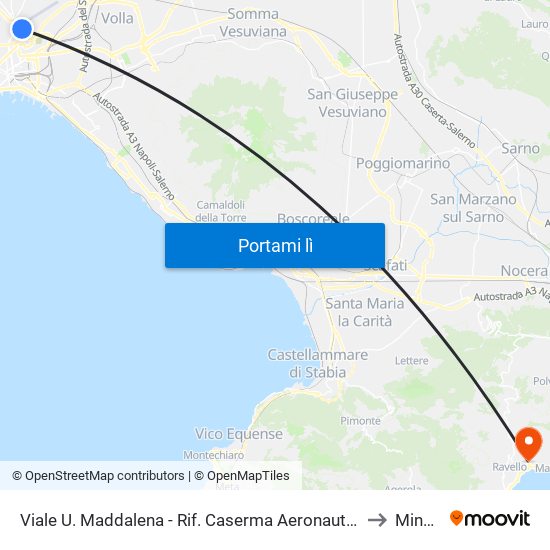 Viale U. Maddalena - Rif. Caserma Aeronautica to Minori map