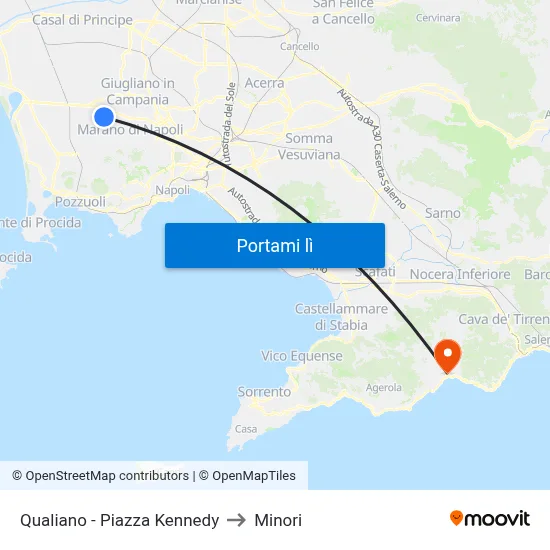 Qualiano - Piazza Kennedy to Minori map