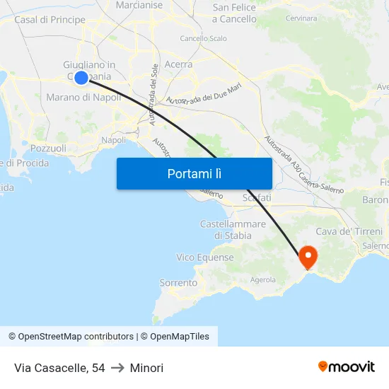Via Casacelle, 54 to Minori map